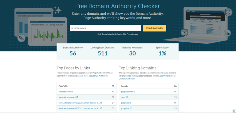 moz Domain Authority (DA) checkers ?
