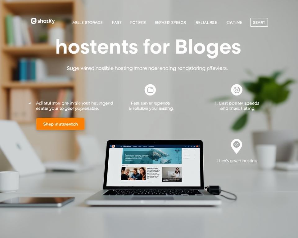 A high-quality image of the "best website hosting for bloggers" showcasing an affordable and feature-rich hosting platform. The scene depicts a modern and minimalist web interface with a clean layout, intuitive navigation, and clear calls-to-action. The foreground emphasizes the hosting provider's key benefits, such as ample storage, fast server speeds, and reliable uptime. The middle ground features a laptop displaying a well-designed blog, while the background suggests a professional and productive work environment. The lighting is soft and natural, conveying a sense of efficiency and trust. The overall atmosphere is one of simplicity, affordability, and productivity, aligning with the "Affordable Blog Hosting Providers: Budget Without Compromise" section theme.